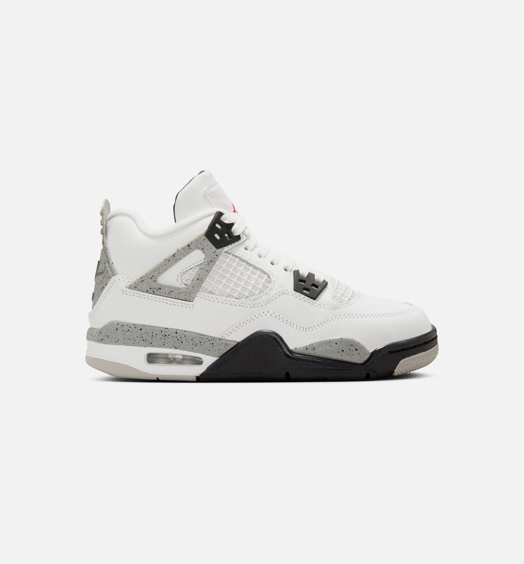 Air Jordan 4 Retro "White Cement" Big Kids' Shoe – Summit White/Fire Red/Cement Grey/Black