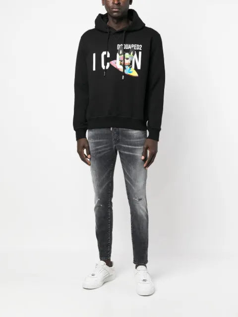DSQUARED2 logo-print drawstring hoodie