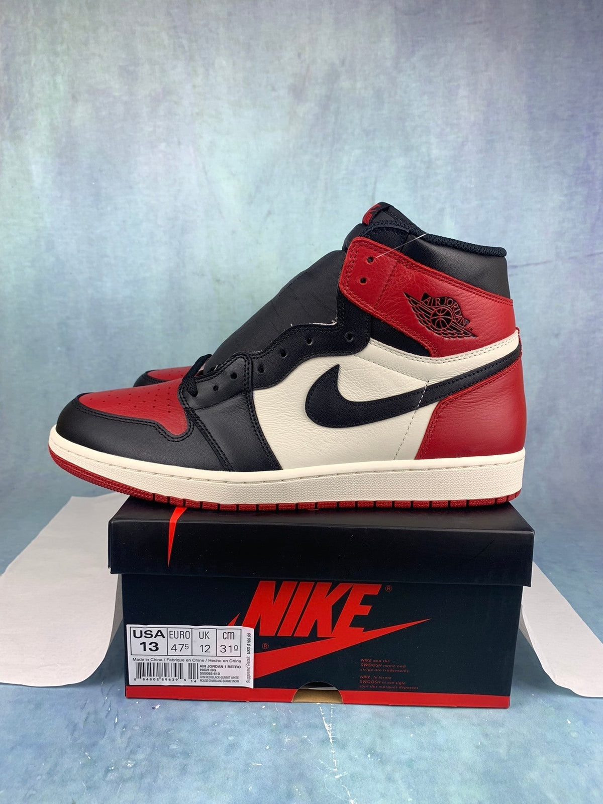 Air Jordan 1 High Black Toe 555088-610 Unisex Sneakers