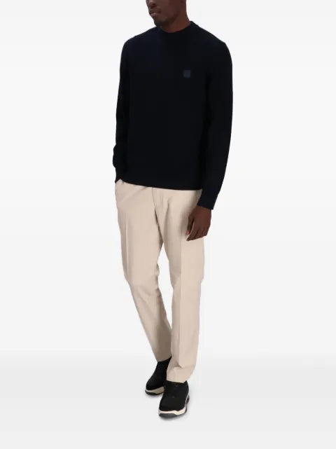 BOSS sweater in cotton piqué with logo patch