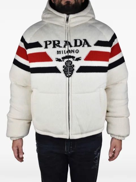 Prada logo hooded down jacket