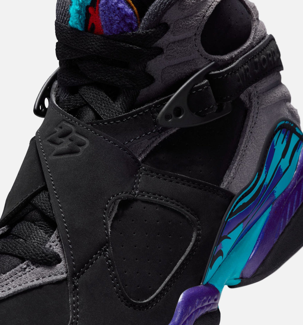 Air Jordan 8 Retro Aqua Grade School Sneakers - Black/Multi-Color/Bright Concord