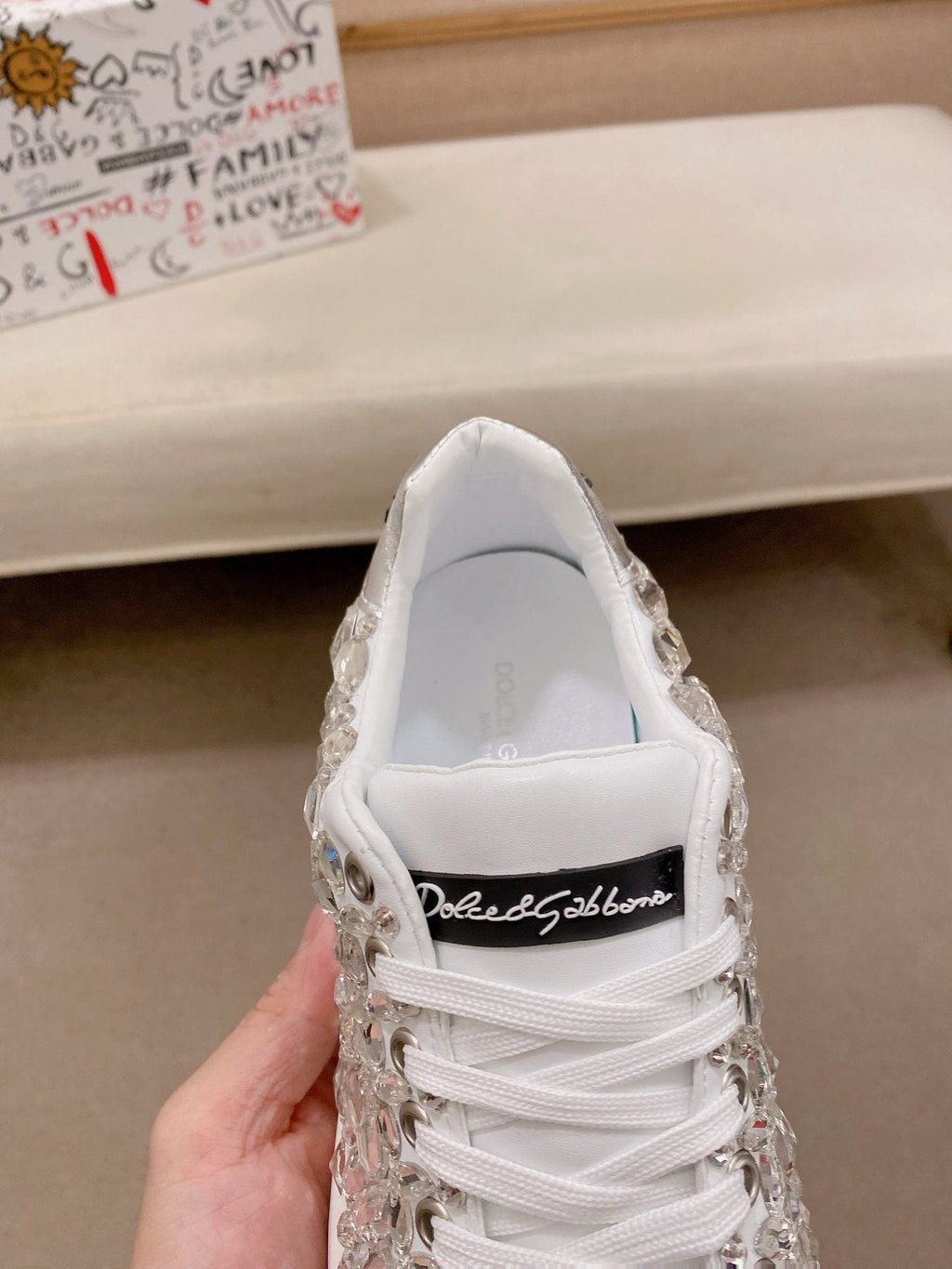 Dolce & Gabbana Crystal-Embellished Low-Top Sneakers
