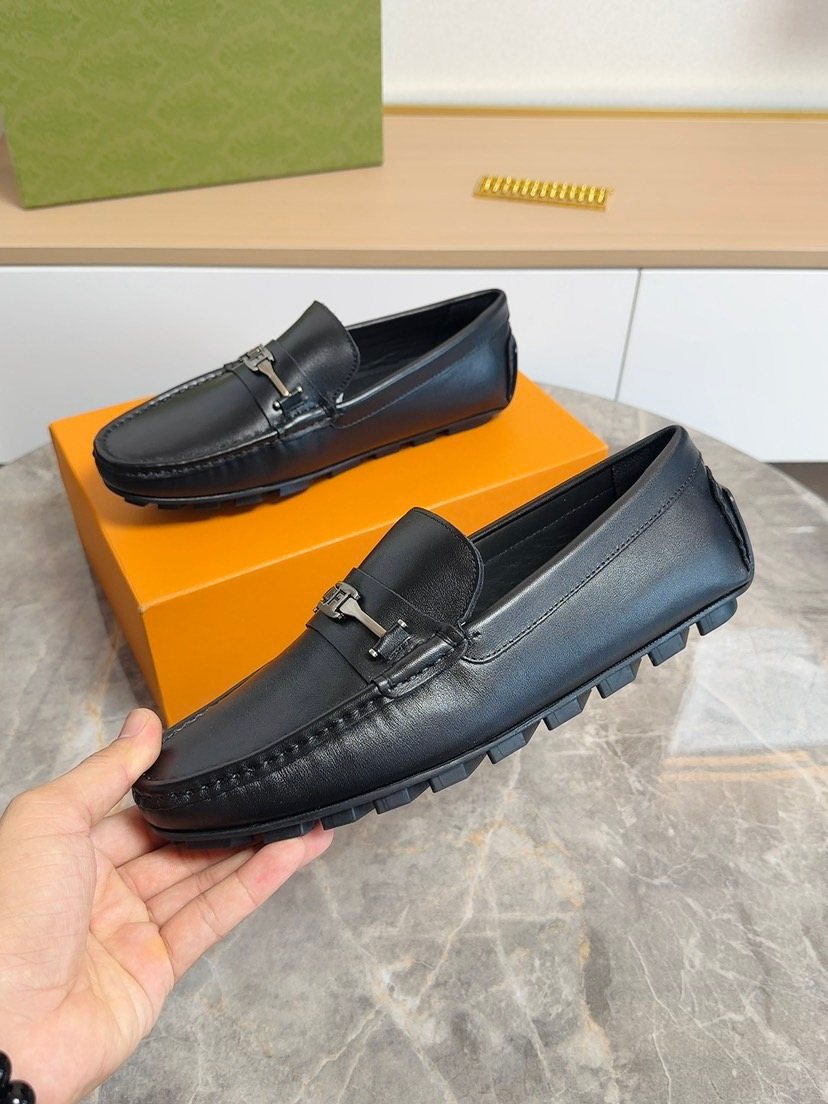Fendi Men's Black Metal-Bar Loafers