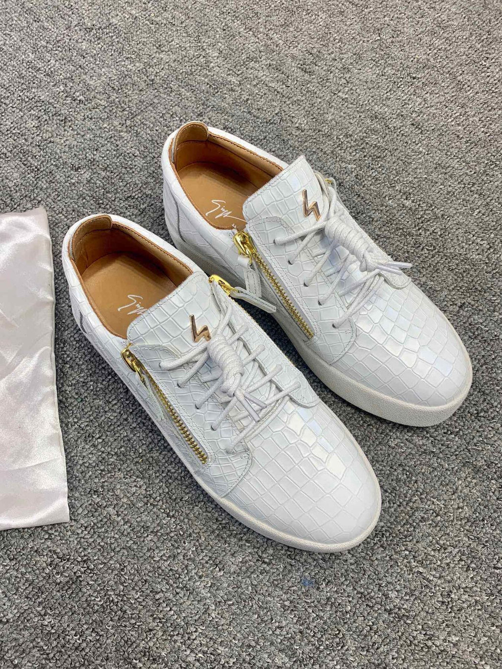 Giuseppe Zanotti White Gold-Accent Sneakers