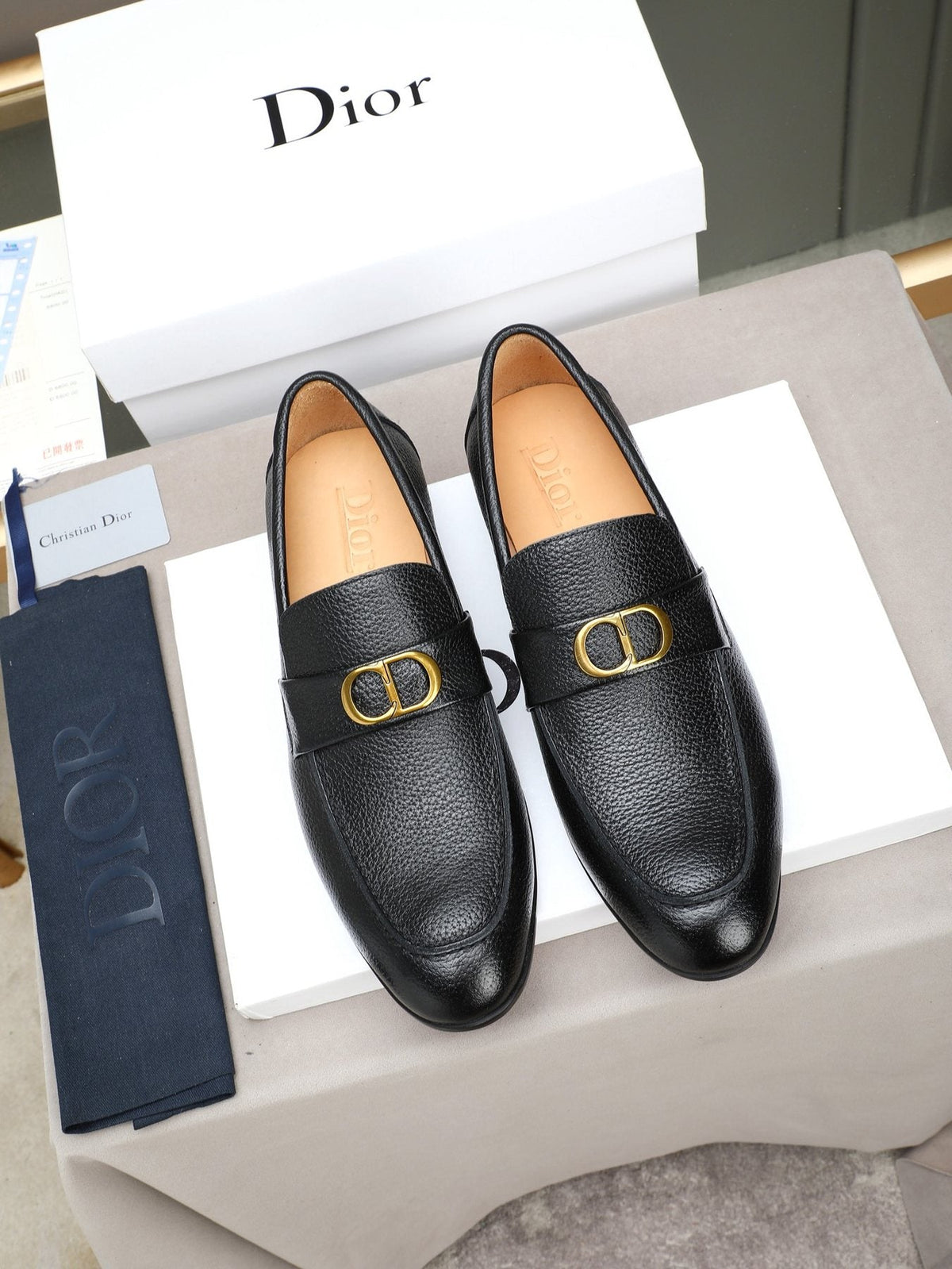 Dior Black Buckle Loafers