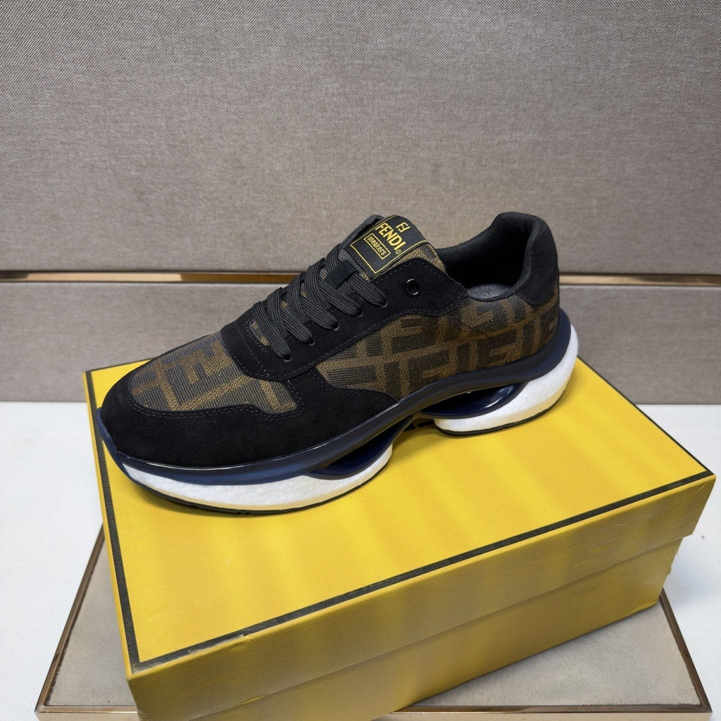 Fendi Men's Monogram Panel Low-Top Sneakers