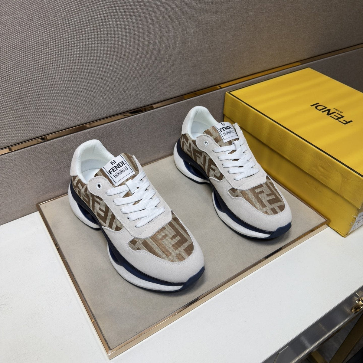 Fendi Men's Monogram Panel Low-Top Sneakers
